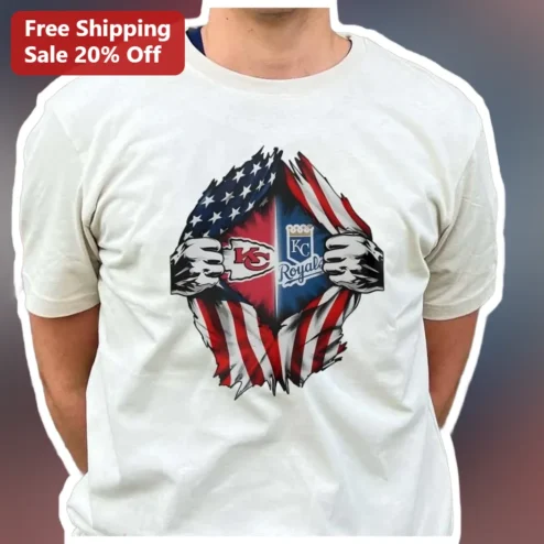 KC Royals Superhero Reveal American Flag Graphic Tee Kansas City Baseball Fan Gift