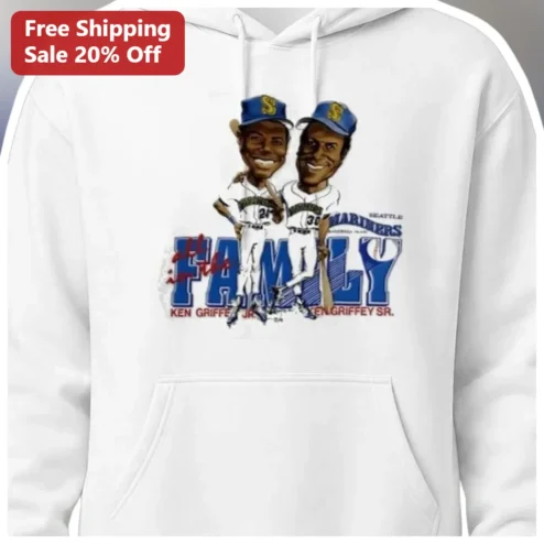 Ken Griffey Jr Sr Family Baseball Hoodie Seattle Mariners Father Son Duo Vintage Sports Gift