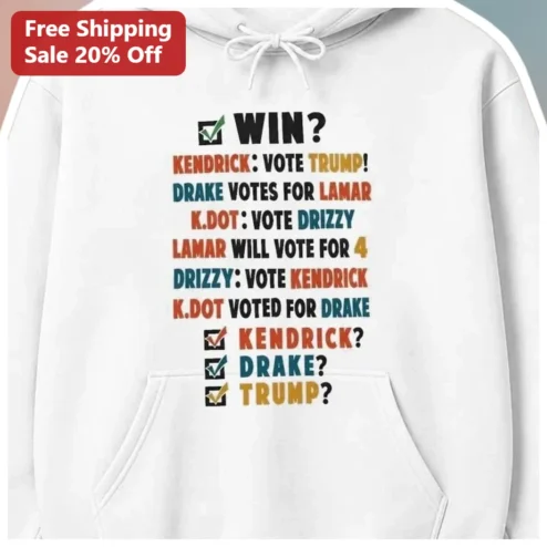 Kendrick Lamar Drake Trump Vote Hoodie Pop Culture Political Satire Ballot Graphic Pullover