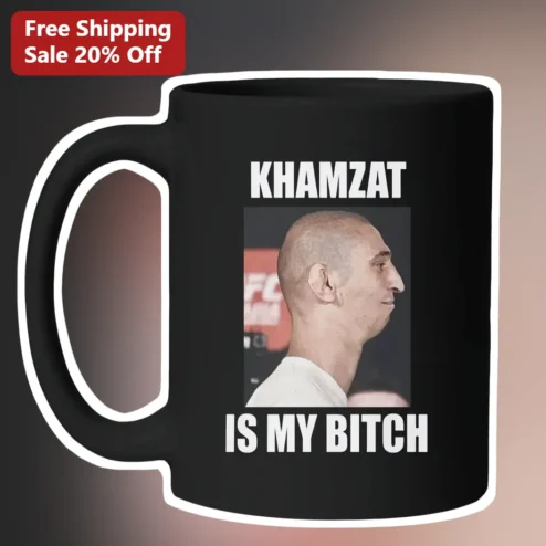 Khamzat Chimaev Mug Khamzat Is My Bitch UFC MMA Fan Gift Black Ceramic Coffee Cup