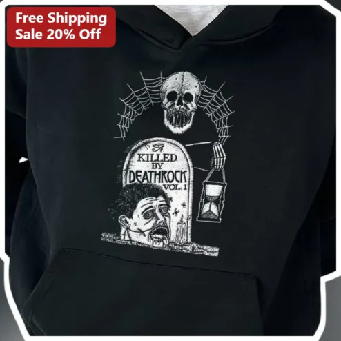 Killed By Deathrock Vol. 1 Hoodie Gothic Punk Horror Skull Graphic Pullover