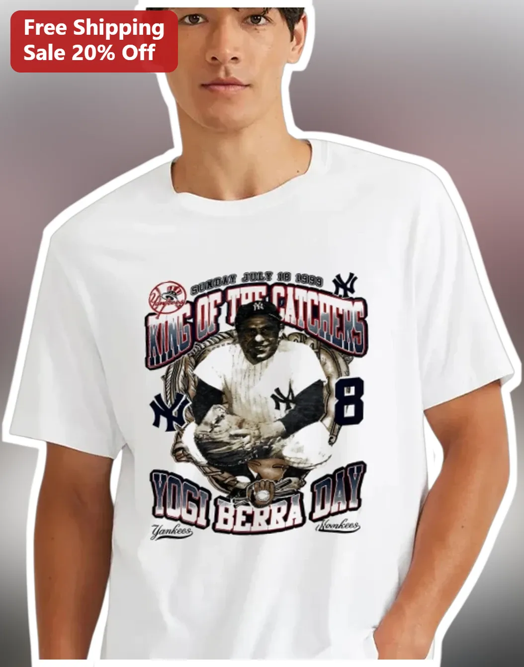 King Of The Catchers Yogi Berra Day Vintage Baseball Tee