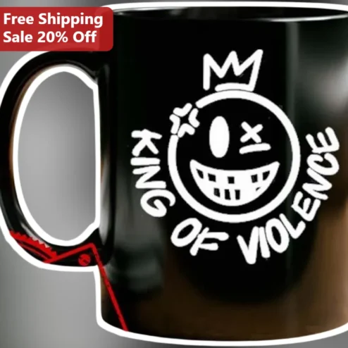 King of Violence Mug Punk Rock Grunge Ceramic Coffee Cup Edgy Statement Gift for Alternative Lifestyle Fans