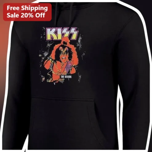 KISS The Demon Hoodie Gene Simmons Vintage Rock Merch Pullover