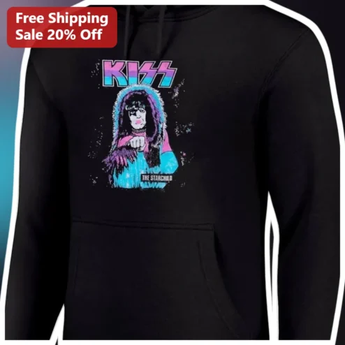 KISS The Starchild Hoodie Retro Synthwave Vaporwave Paul Stanley Rock Band Merch