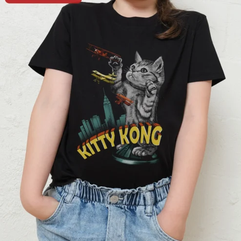 Kitty Kong Tee Funny Cat Lover Gift Vintage Movie Parody Graphic T-Shirt