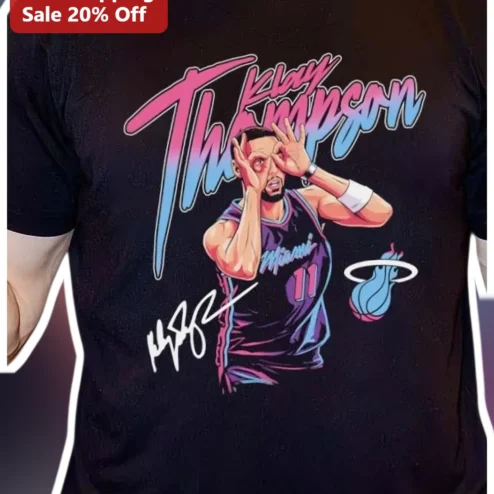 Klay Thompson Miami Heat Jersey Graphic Tee Basketball Fan Apparel