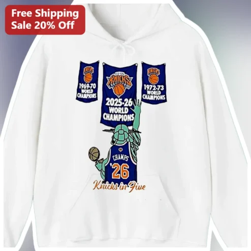 Knicks in Five Hoodie Statue of Liberty NBA Championship Fan Apparel