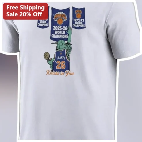 Knicks in Five Tee Statue of Liberty Championship Graphic Shirt for New York Knicks Fans