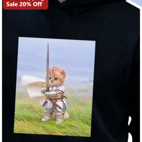 Knight Cat Armor Hoodie Cute Fantasy Warrior Kitten Medieval Costume Gift for Cat Lovers