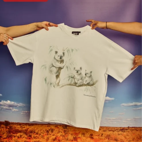 Koala Family Illustration Tee Cute Vintage Wildlife Graphic Shirt for Animal Lovers