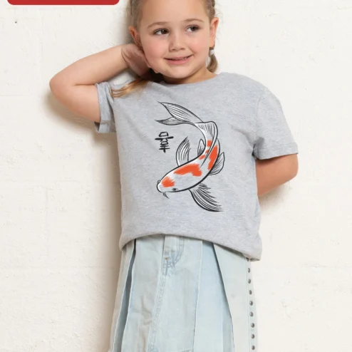 Koi Fish Graphic Tee Japanese Art Lucky Carp Design for Girls Kids