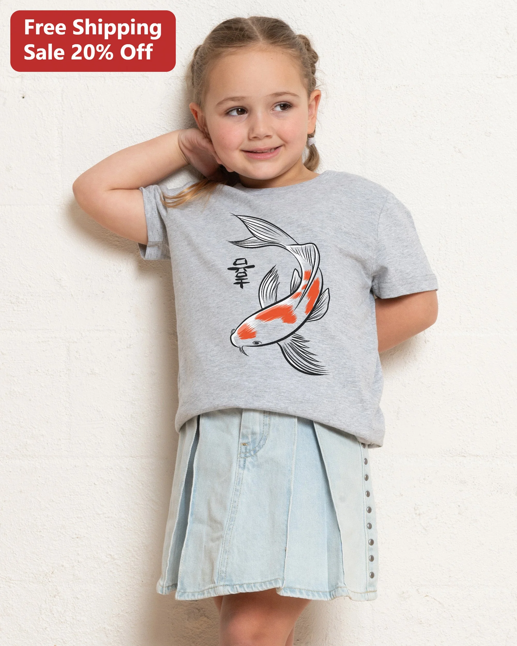 Koi Fish Graphic Tee Japanese Art Lucky Carp Design for Girls Kids