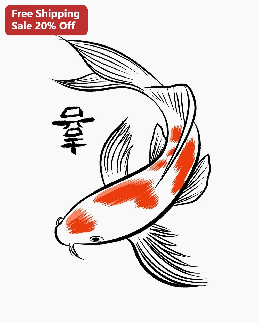 Koi Fish Japanese Art Tee Edo Period Sumi-e Style Graphic Shirt for Men Women Zen Luck Gift
