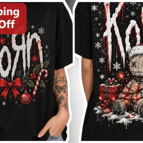 Korn Christmas Horror Tee Nu Metal Band Merch Dark Holiday Gift