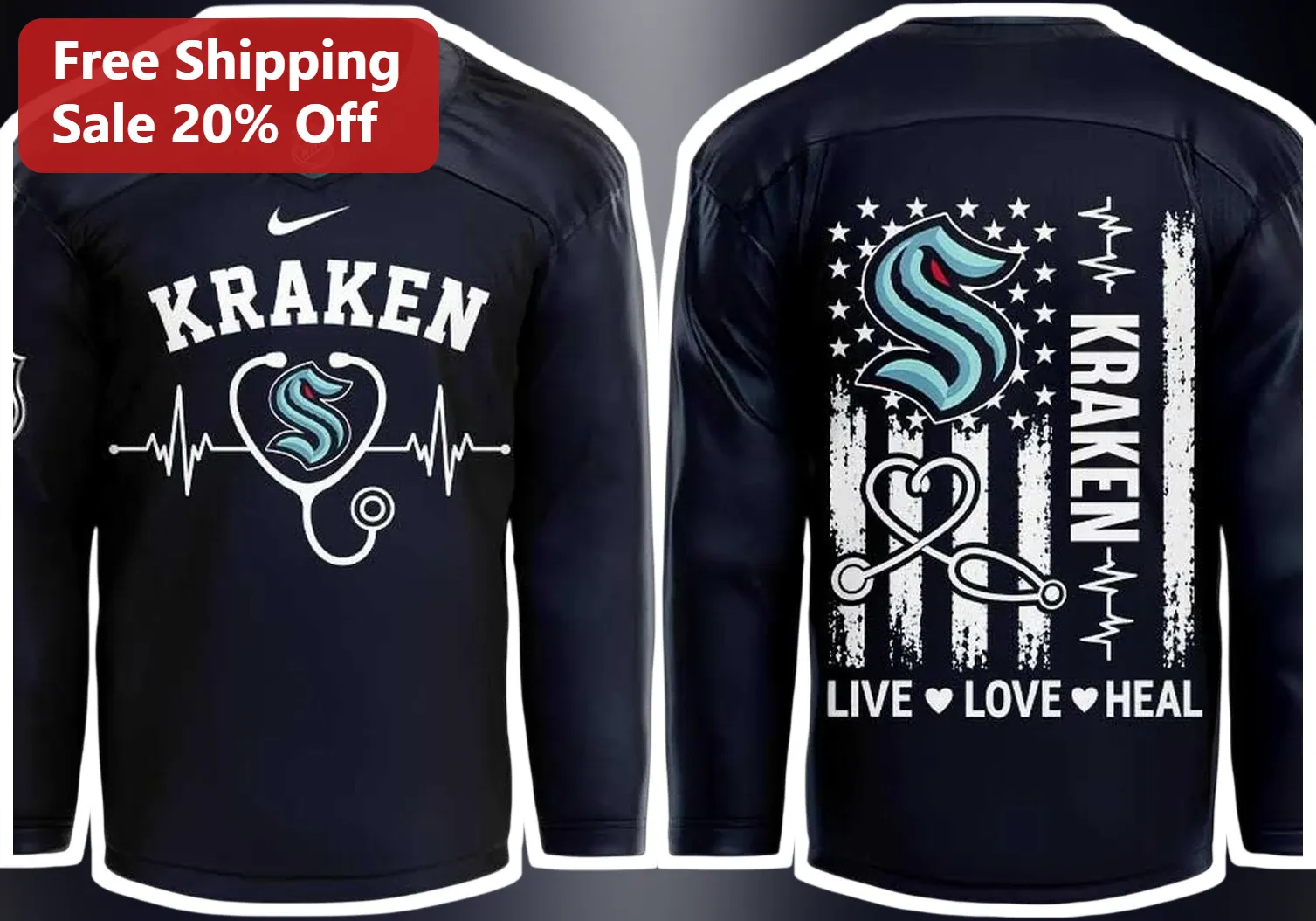 Kraken Live Love Heal Graphic Tee Mythology Fantasy Gift for Men Women
