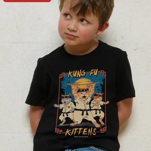 Kung Fu Kittens Graphic Tee Funny Cat Lover Shirt Martial Arts Kids Apparel
