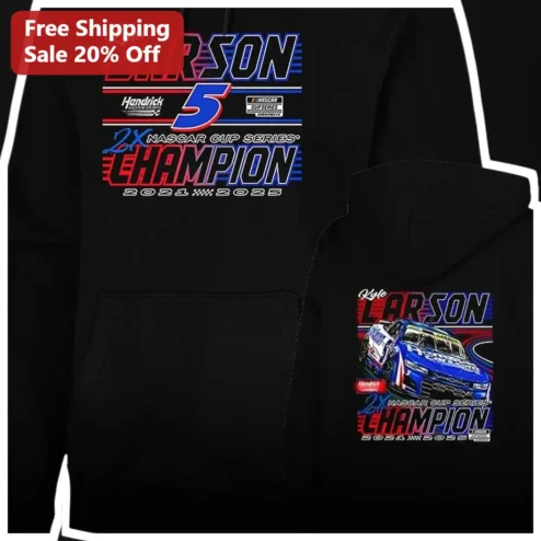 Kyle Larson Two-Time NASCAR Cup Series Champion Hoodie No. 5 Hendrick Motorsports Fan Merch