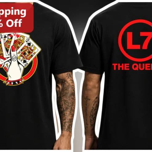 L7 The Queens Tee Black Grunge Rock Band Graphic Shirt for Women Men