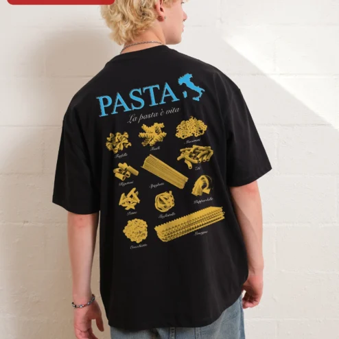 Customer in Chicago, Illinois wearing La Pasta Vita Italian Food Lover Graphic Tee