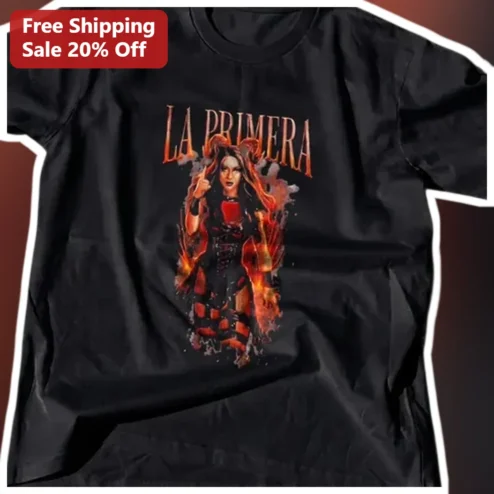 La Primera Stephanie Vaquer Wrestling Tee Black Graphic T-Shirt for WWE Fans