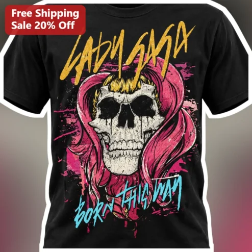 Lady Gaga Born This Way Tee Little Monsters Fan Gift Black Graphic T-Shirt