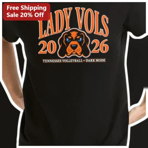 Lady Vols Tennessee Volleyball Dark Mode Tee