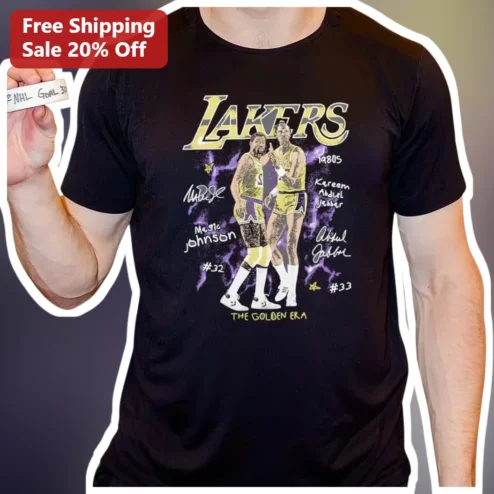 Lakers Golden Era Tee Vintage Showtime Magic Johnson Kareem Abdul-Jabbar Basketball Shirt