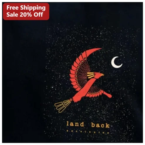 Land Back Decolonize Tee Indigenous Rights Activist Shirt Celestial Bird Design