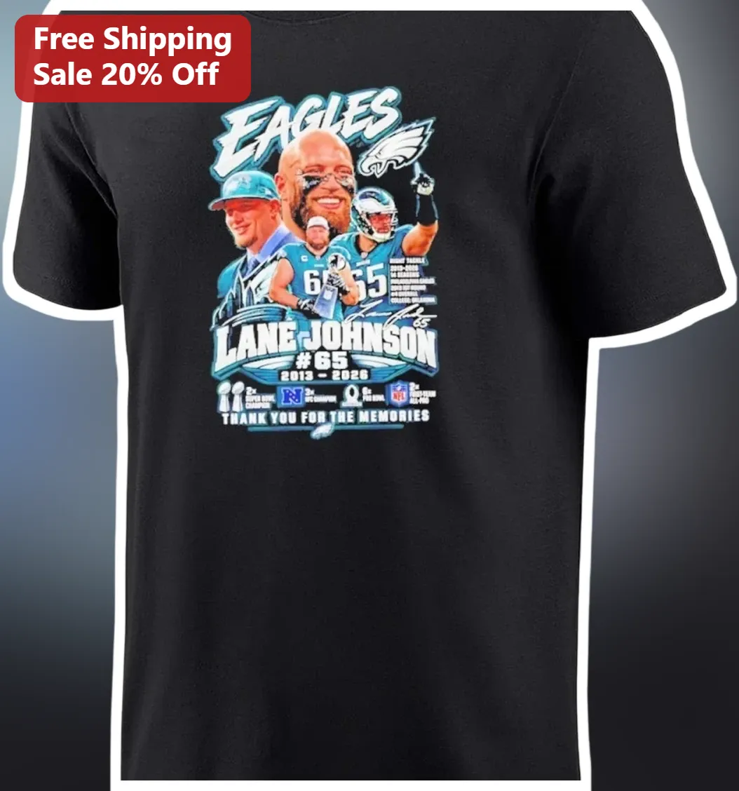 Lane Johnson Retirement Tee Eagles #65 Thank You For The Memories Philadelphia NFL Tribute Shirt