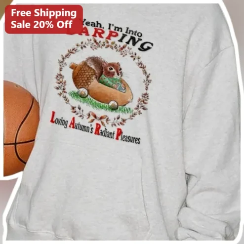 LARPing Autumn Squirrel Graphic Sweatshirt Funny Fantasy Gamer Gift for Women Men available at our Chicago, Illinois warehouse