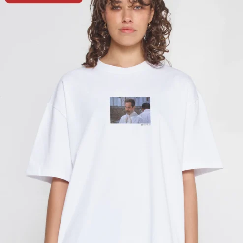 Customer in Chicago, Illinois wearing Larry David Chef Outfit Graphic Tee Curb Your Enthusiasm Comedy Shirt