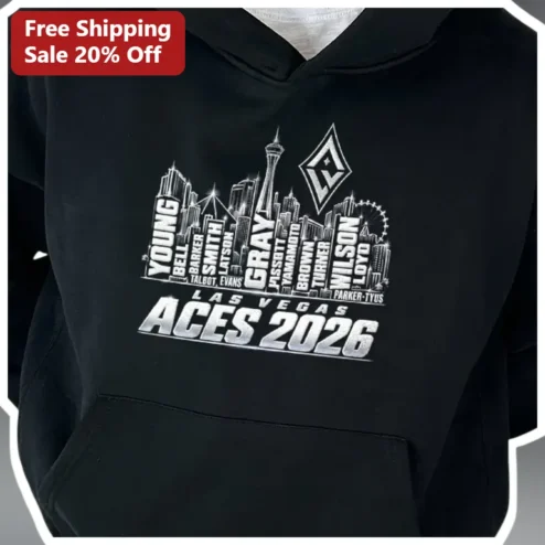 Las Vegas Aces Hoodie WNBA Fan Gear Custom Name Skyline Design Personalized Basketball Merch