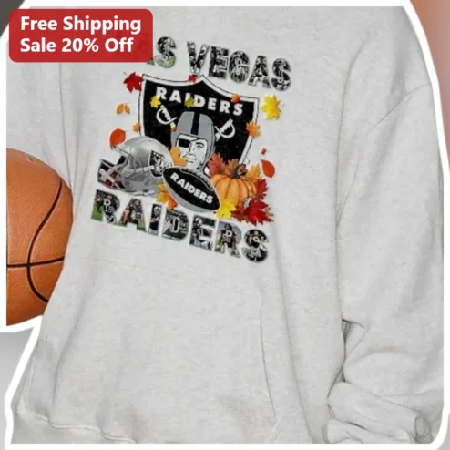Las Vegas Raiders Fall Autumn Pumpkin Leaf Collage Sweatshirt NFL Fan Gear