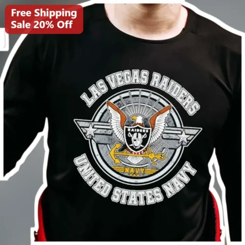 Las Vegas Raiders United States Navy Vintage Distressed Graphic Tee for Military Veterans