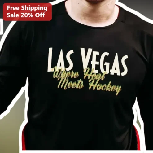 Las Vegas Where Heat Meets Hockey Jersey NHL Fan Gear Sports Apparel