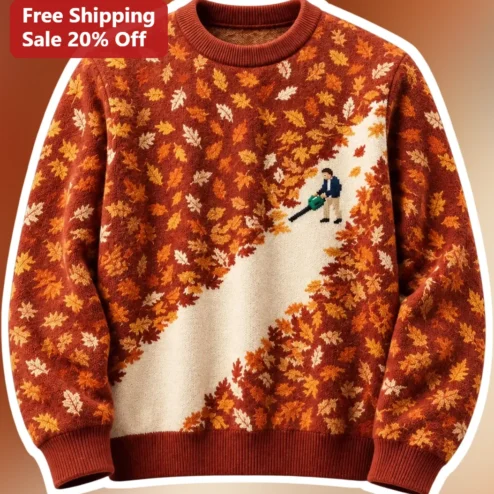 Leaf Blower Autumn Sweater Funny Yard Work Gag Gift for Men