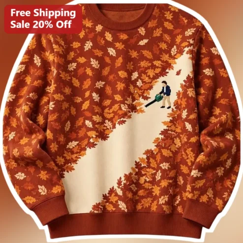 Leaf Blower Autumn Sweatshirt Funny Fall Yard Work Crewneck for Men Women Gift