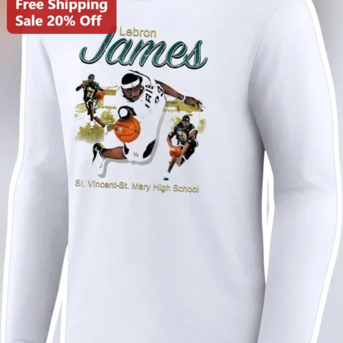 LeBron James St. Vincent-St. Mary High School Long Sleeve Tee Vintage Basketball Fan Gift