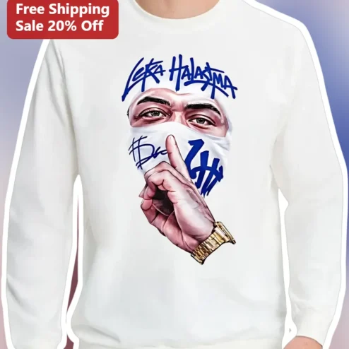 LEKA HALASMA Streetwear Sweatshirt Unisex Pullover with Masked Portrait Design