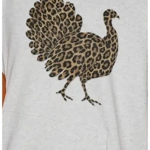 Leopard Print Turkey Tee Funny Thanksgiving Bird Graphic Shirt for Women