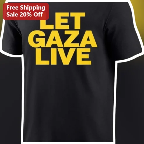 Let Gaza Live Tee Bold Yellow Typography Protest Shirt for Activists