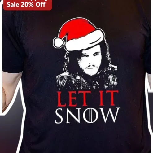 Let It Snow Jon Snow Game of Thrones Christmas Graphic Tee Funny Holiday Gift