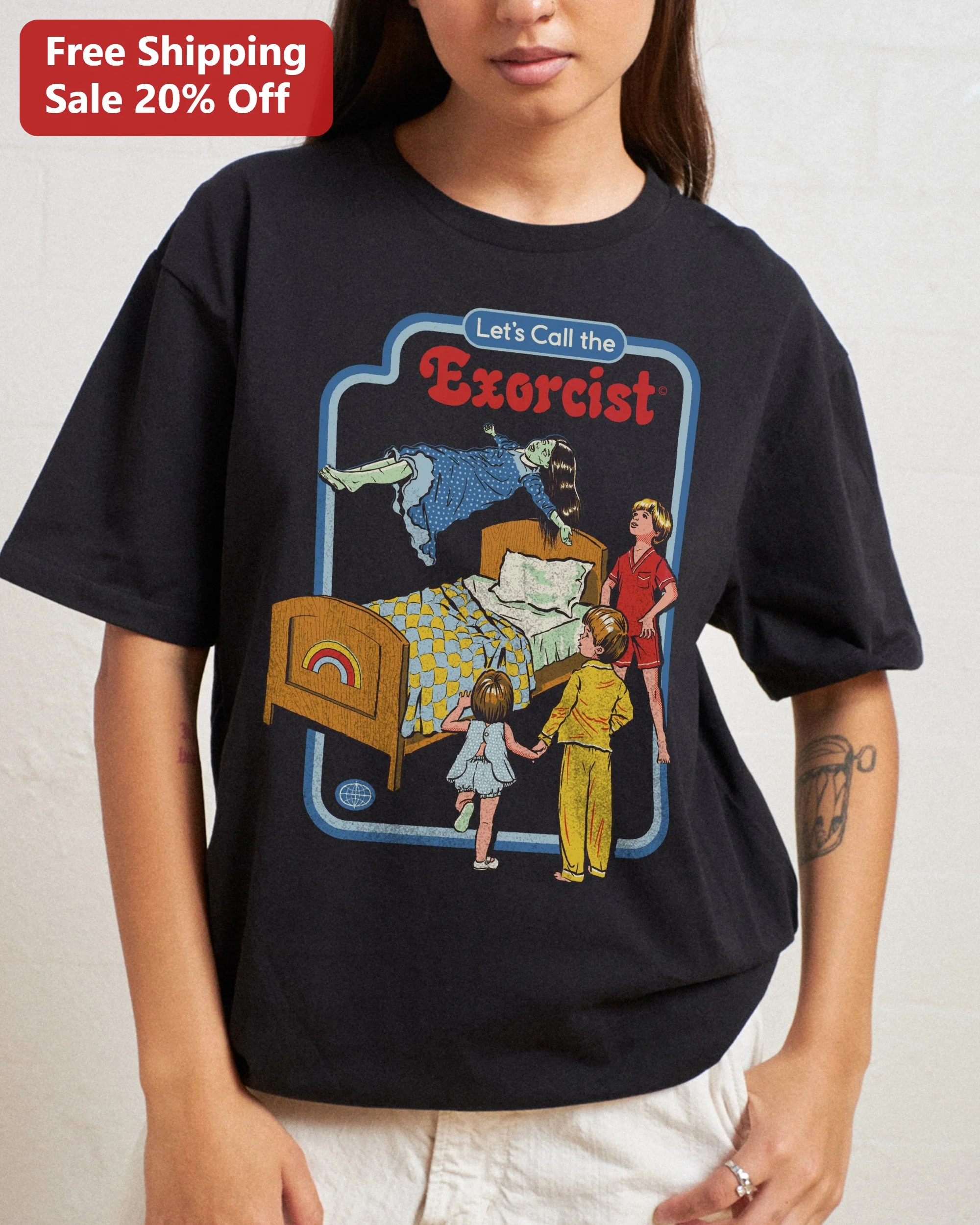 Let's Call the Exorcist Tee Retro Horror Movie Parody Graphic Shirt for Men Women
