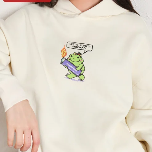 Let's Commit Arson Hoodie Cute Frog Meme Streetwear Unisex Pullover