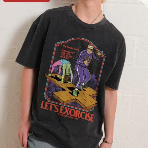 Let's Exorcise Horror Workout Tee Funny Devil Killer Gym Shirt