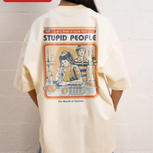Customer in Chicago, Illinois wearing Let's Find a Cure for Stupid People Science Humor Tee Sarcastic Nerd Gift