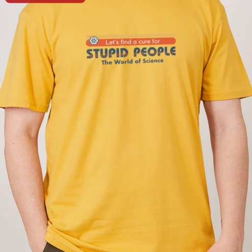 Customer in Chicago, Illinois wearing Let's Find a Cure for Stupid People Science Humor Tee Sarcastic STEM Gift