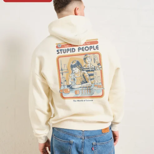 Customer in Chicago, Illinois wearing Let's Find A Cure For Stupid People The World of Science Hoodie Funny Science Humor Gift
