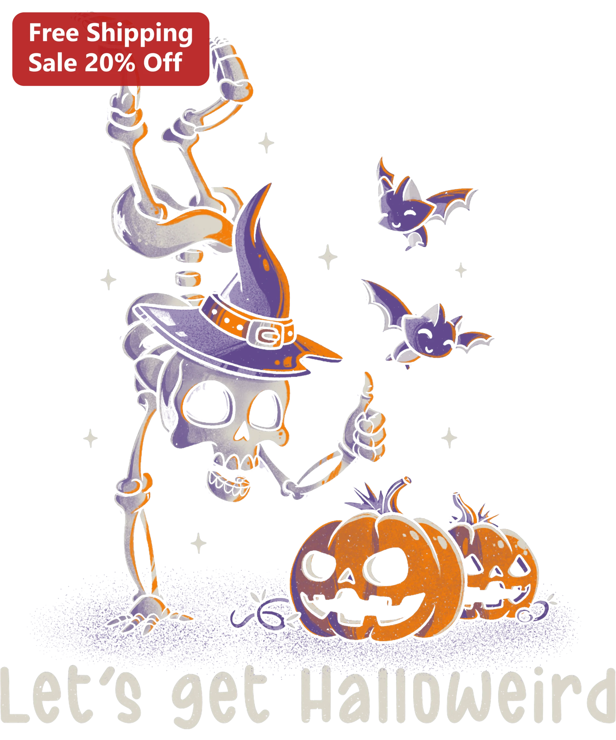Let's Get Halloweird Tee Funny Skeleton Halloween Graphic Shirt for Women Men